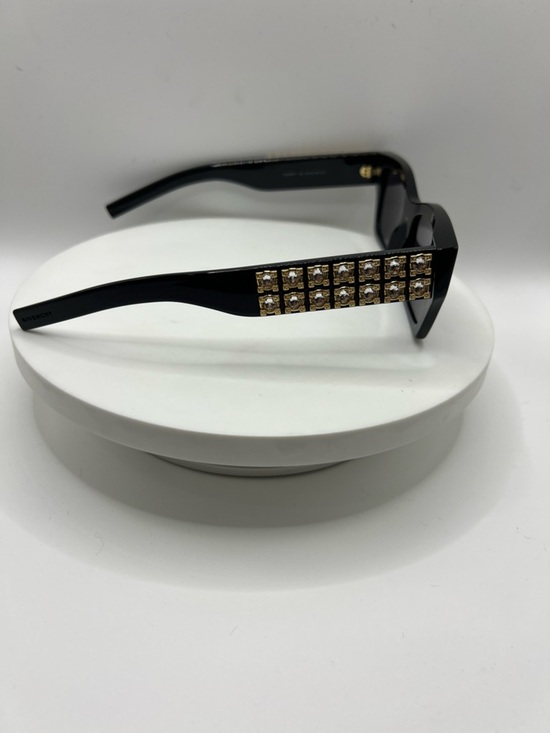 Givenchy Black Oversized Rectangular Sunglasses w/ Rhinestone Embellished Temple main image 10